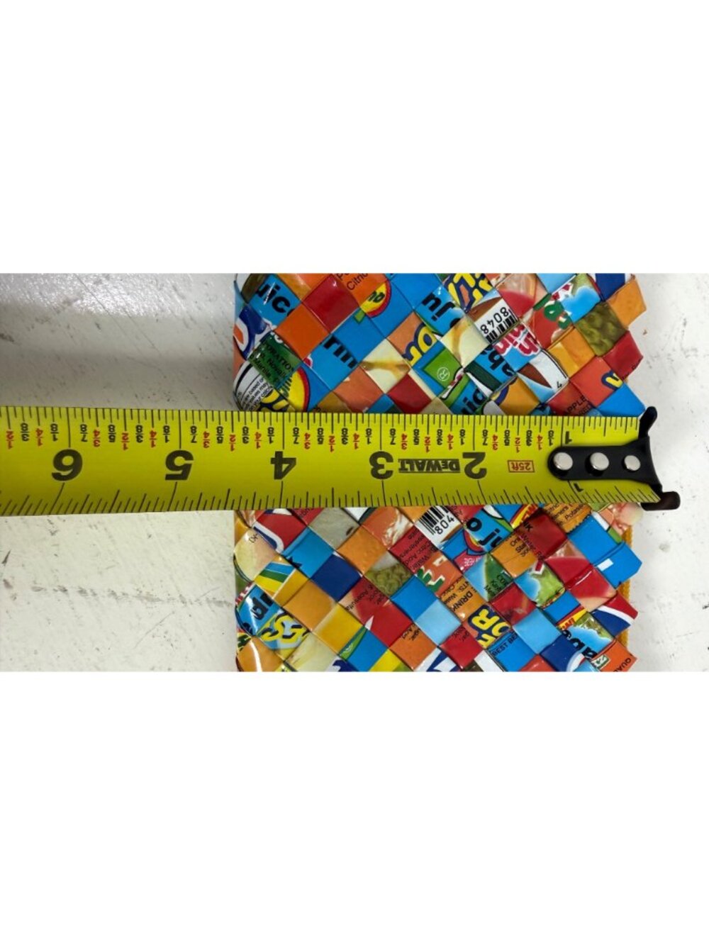 Handwoven Colorful Recycled Candy Wrapper Zipper Pouches Set Of 2 9x4.5" 10.5x7" - Picture 5 of 8